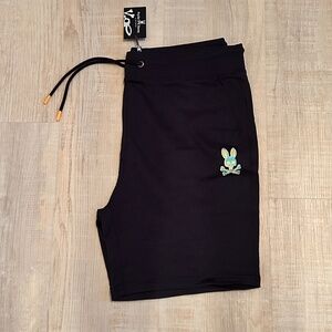 NWT PSYCHO BUNNY MEN'S SHORTS XL Navy zipper back pocket drawstring Cotton